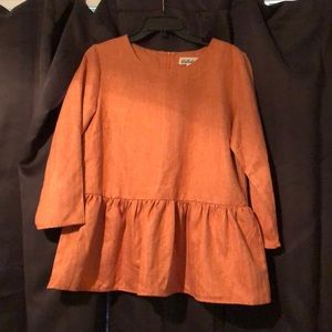 Listicle Orange Structured 3/4 Sleeve Peplum Top